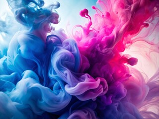 Fototapeta premium Abstract Swirls Pink Purple Blue Paint Silhouette Dreamy Fluid Design Stock Photo
