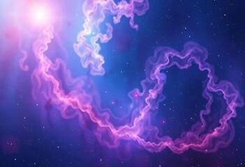 Fototapeta premium Ethereal nebula swirls, cosmic dust, vibrant hues, deep indigo backdrop, scattered starlight, night sky, ethereal