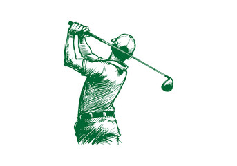 Golf Player hand drawn sketch vector illustration