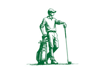 Golf Player hand drawn sketch vector illustration © Shutoda