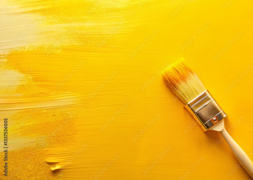 Poster abstract yellow brush stroke background with copy space - left alignment