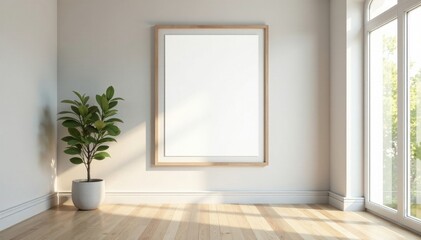 Simple white frame interior, ready for artwork , background, mockup