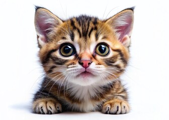 Fototapeta premium Adorable Big-Eyed Kitten Sticker - Cute Cat Illustration for Kids' Apparel