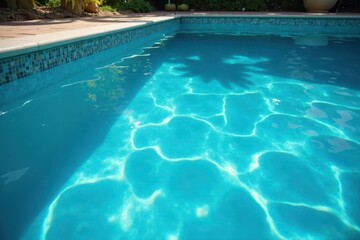 Obraz premium Vibrant azure pool water, subtle underwater reflections , background, holiday, swimming
