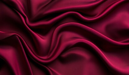 Obraz premium Luxurious deep burgundy satin fabric drapes in elegant folds