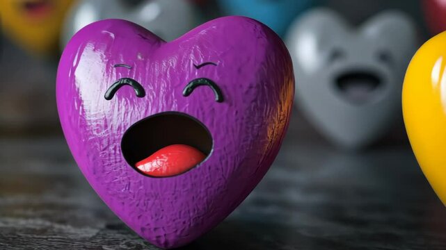 Diverse sad heart shapes in focus highlighting emotions and exclusion concept of discrimination