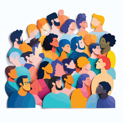 Diverse Paper Cut Out Crowd Gathering Event Illustration