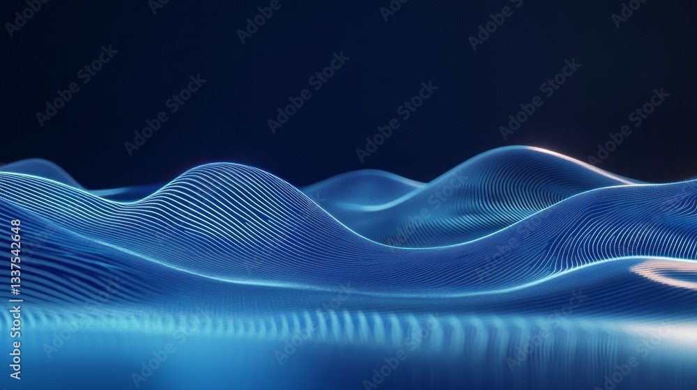Aufkleber abstract 3d rendering of modern minimalist wallpaper featuring wavy lines with a glowing effect over