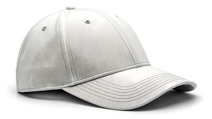 Fototapeta premium A Pristine White Baseball Cap, Ready For Its First Adventure, Showcasing A Clean, Structured Design And Soft, Subtle Texture Against A Bright White Background
