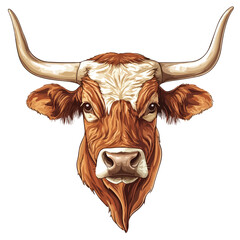 Longhorn Cow Head Portrait - Eye Contact