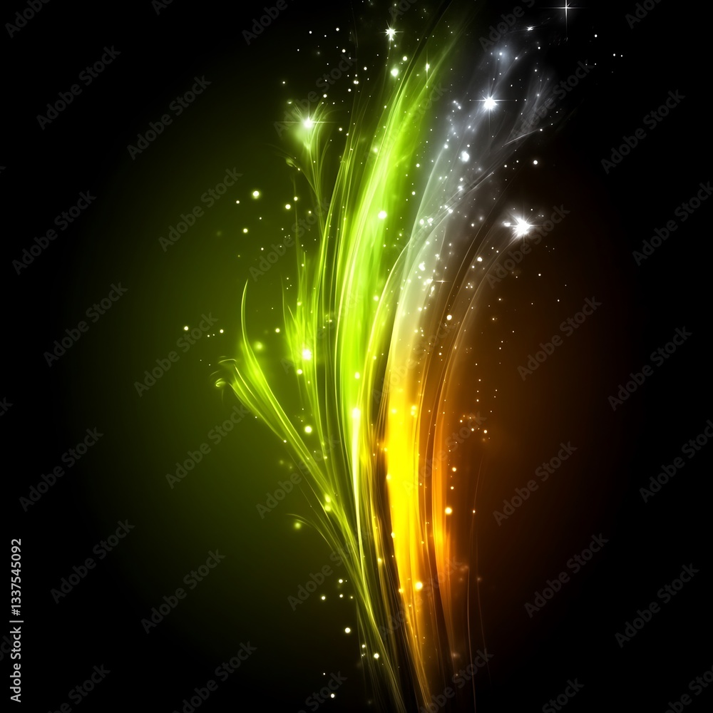 Canvas Prints glowing abstract waves for dark background.