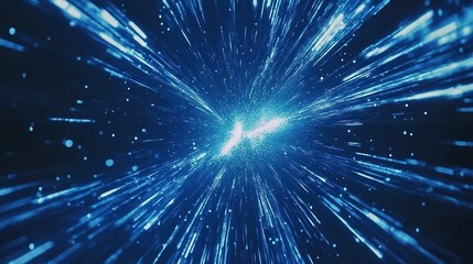 A blue abstract depiction of expanding radiant energy