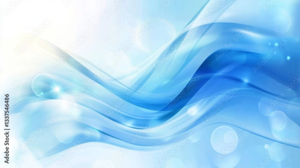 Poster abstract blue background with smooth gradient and subtle light effects, featuring a modern minimalis