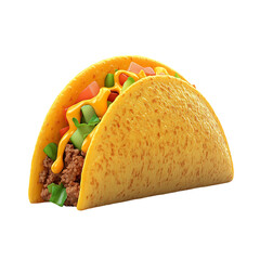 Fluffy 3D Cartoon Taco with Glowing Cheese Isolated on Transparent Background