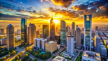 Aerial View Modern Cityscape Skyline, Professional LinkedIn Cover Banner Background