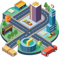 Isometric Road and Highway Vector Elements for City Map Design