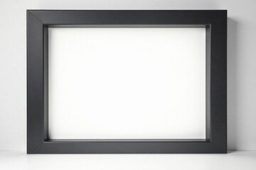 Sharp black frame against bright white backdrop , crisp, modern