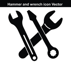 Tools of the Trade: A minimalist design showcases the essential toolkit with iconic black and white icons of hammer, wrench, and screwdriver, symbolic of craftsmanship and repair.