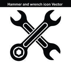 Crossed Wrenches: A minimalist graphic showcases crossed wrenches, symbols of repair and construction, rendered in a sleek black design, perfect for illustrating tools and engineering concepts.