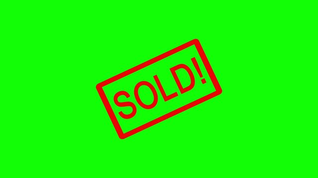 Sold stamp text animation with green screen