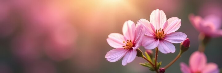 Fototapeta premium Delicate pink flowers, soft light, dreamy aesthetic, gentle, delicate, flowers