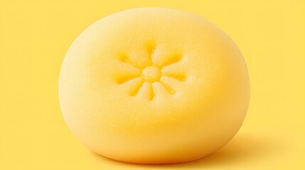Bright Yellow Soap with Floral Design on a Vibrant Yellow Background for Bathing and Skincare