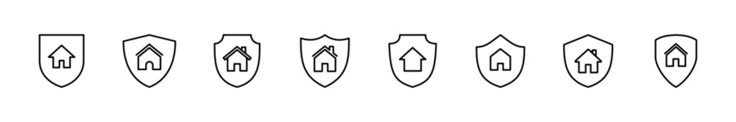 Home insurance icon set. home protection icon