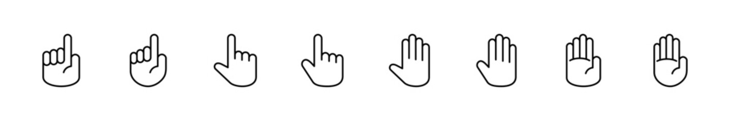 Hand icon set. hand vector icon, palm,click