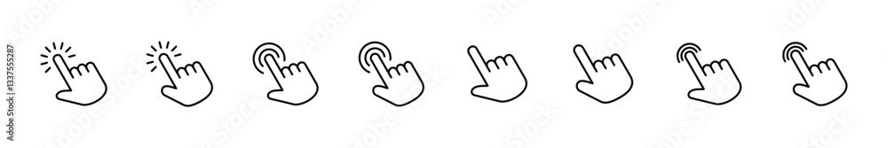 Poster hand cursor icon set. click icon vector. hand click. pointer