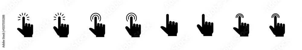 Poster hand click icon set. pointer icon vector. hand cursor icon vector