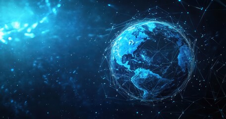 Fototapeta premium Digital illustration of Earth with network connections in space.