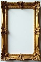 Intricate golden frame, ornate details, wall decor, shadow, regal