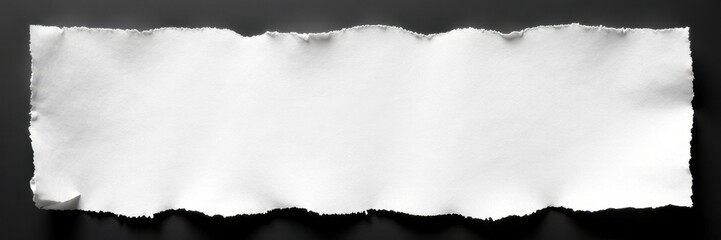 Irregularly torn white paper with frayed edges on black , contrast, art