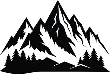 Obraz premium Mountain Silhouette Vector Design, Mountain Icon