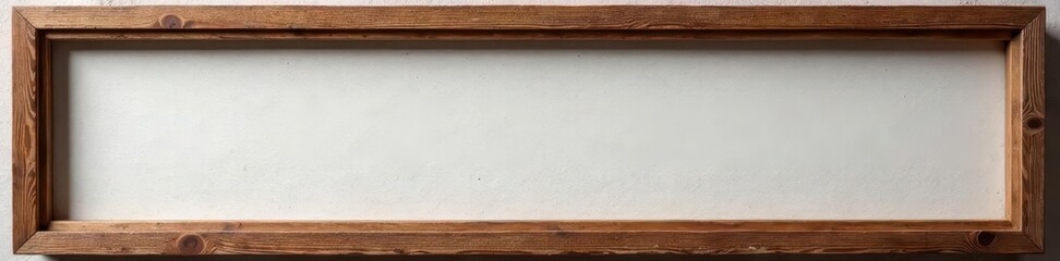Fototapeta premium Timeworn horizontal wood picture frame, empty canvas space, weathered, canvas