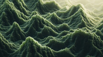 Intricate terrain: A topographic representation featuring textured green fractal patterns