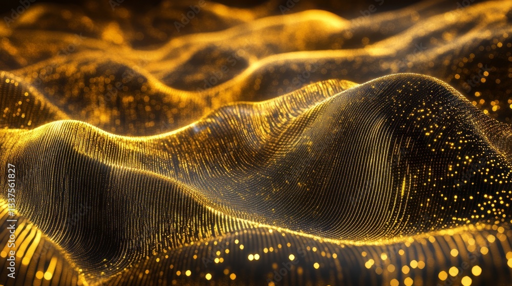 Poster glittering abstract gold background with luxurious shimmering particles and soft golden light bokeh 
