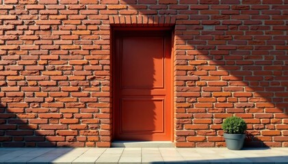 Solid brick wall built across a doorway, preventing entry , solid wall, sealed