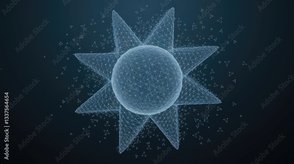 Poster cancer cells. oncology low poly wireframe. vector polygonal image in the form of a starry sky or spa