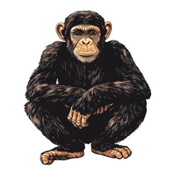 Fototapeta premium Wild Monkey Ape Chimpanzee Full Body Vector Illustration