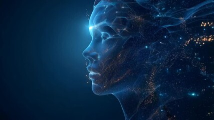 human with transparent skin showing their DNA structure inside. The figure is bald with no facial features. Surrounded by blue glowing energy waves in an infinite white space with swirling  - Powered by Adobe