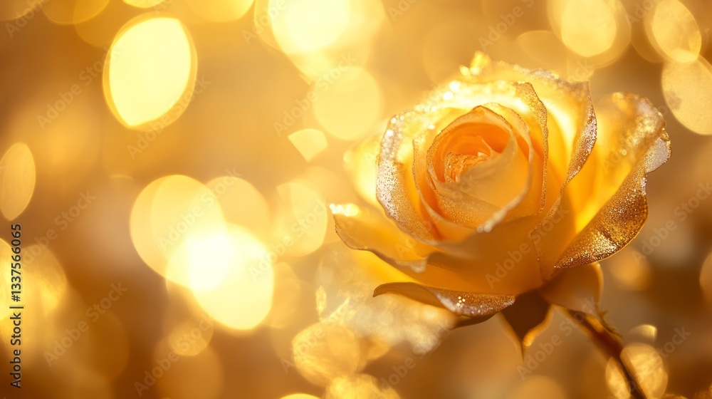 Poster luxurious abstract gold background with soft blur bokeh lights and glittering glow creating a magica