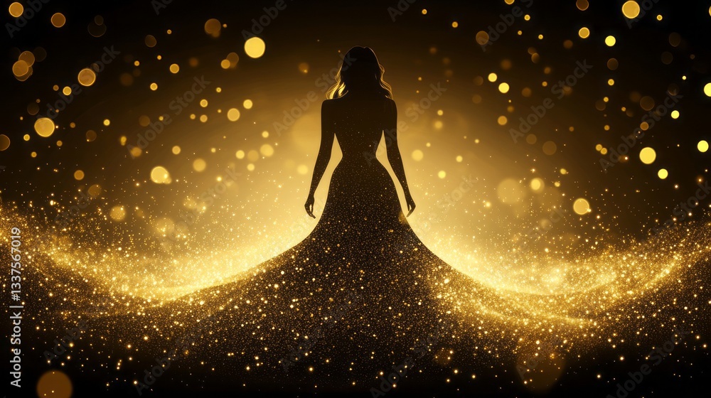 Poster luxurious abstract gold background with soft blur bokeh light and glitter glow creating a magical an