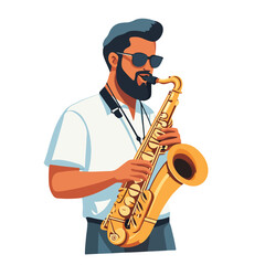 Fototapeta premium Professional Musician Playing Saxophone in a Live Performance