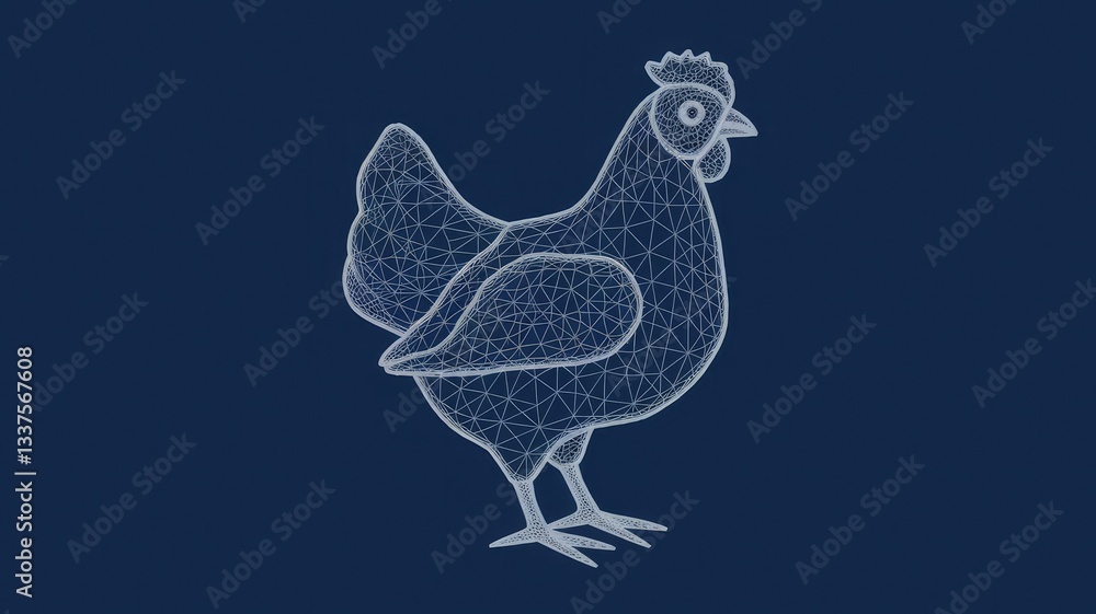 Poster chicken and egg. low poly wireframe. vector polygonal image in the form of a starry sky or space, co