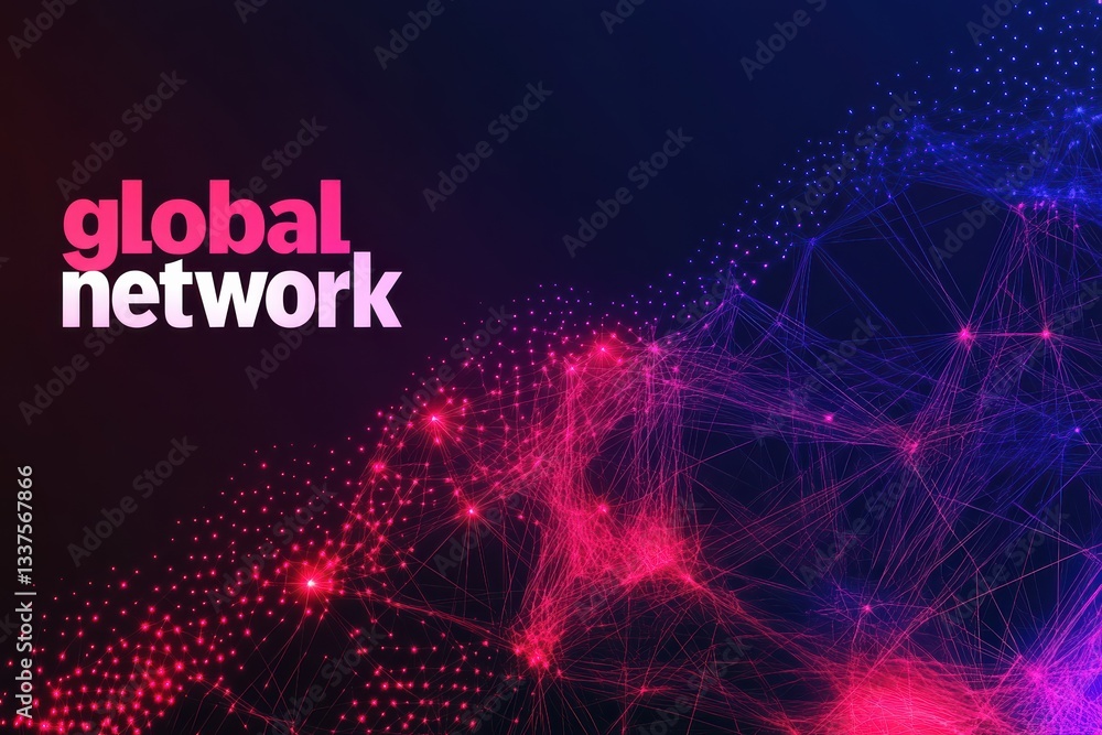 Aufkleber dynamic visual graphic layout showcasing global network connections in vibrant colors