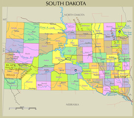 Obraz premium Map of South Dakota, United States