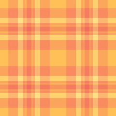 Professional plaid fabric background, bold vector tartan texture. Sixties check seamless pattern textile in orange and amber colors.