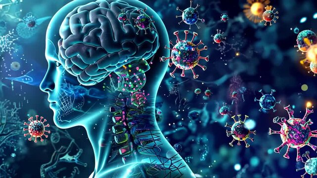 Exploring the connections between the human brain and viruses in a vibrant digital landscape