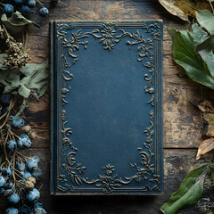 flatlay paperback mockup moody dark Victorian vintage fantasy background